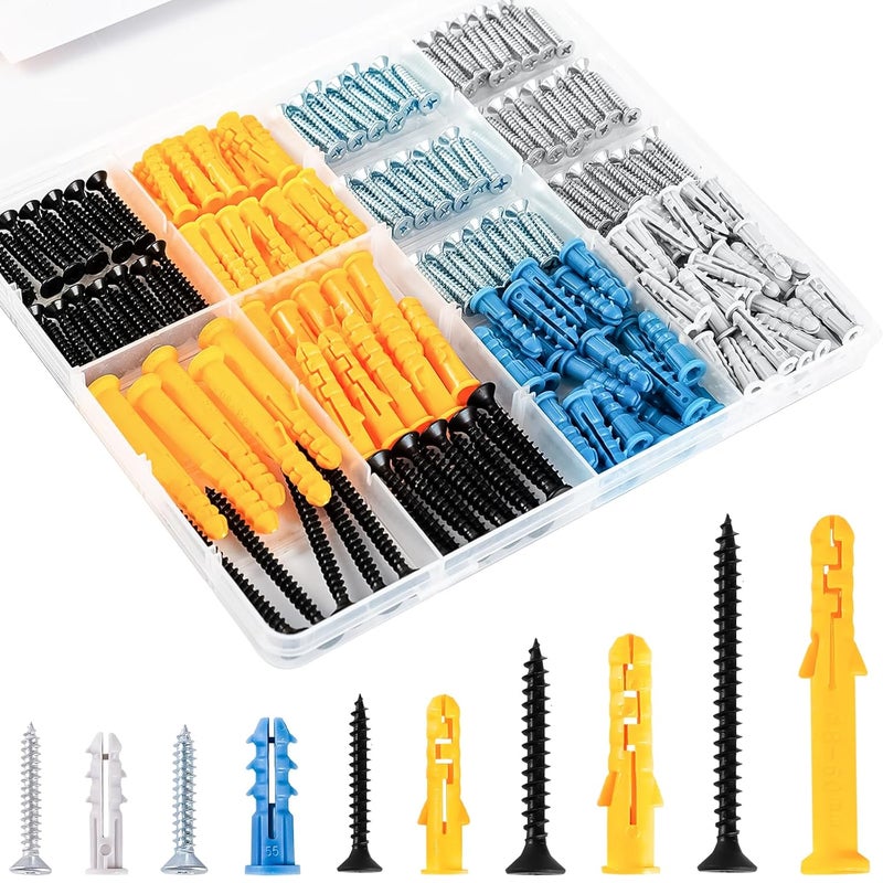 KURUI Wall Anchors Kit for Hanging Wall Art Decor/Picture Frame, Replace Picture Hanging Nails with Dry Wall Anchors, 270Pcs Picture Hangers and Screws Assortment Kit for Drywall Concrete Brick - Image 1
